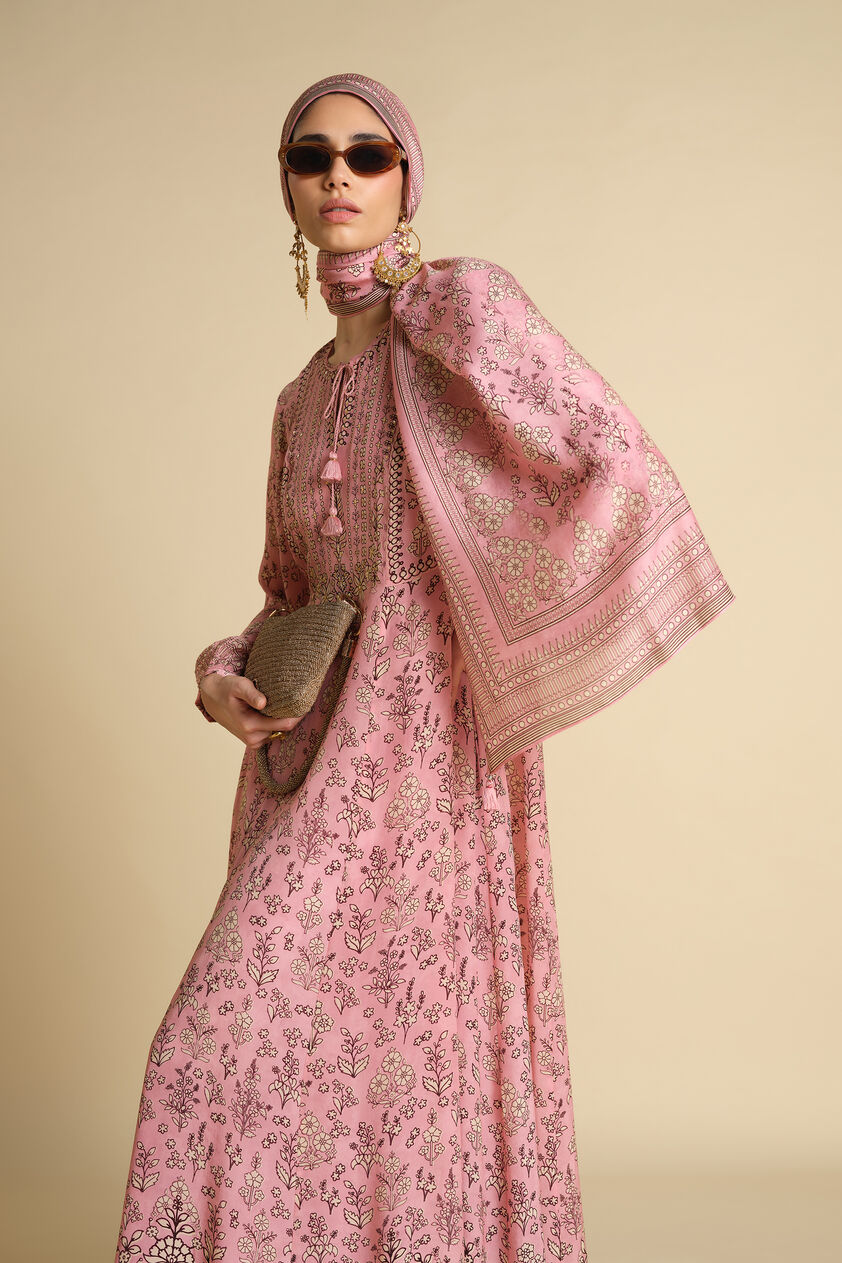 Niral Printed Silk Stole - Blush, Blush, image 2